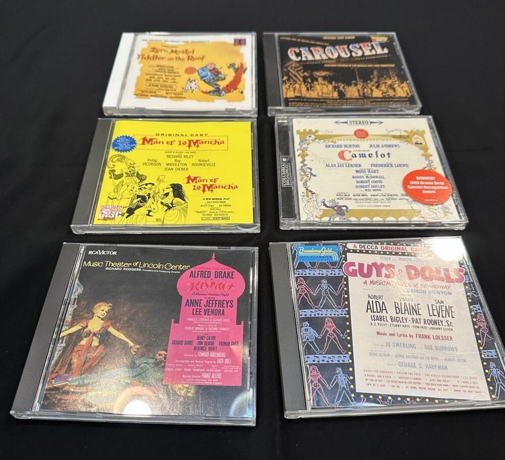 6 Music CDs Broadway Musical Music Set Man of 1a Mancha Fiddler & More EUC